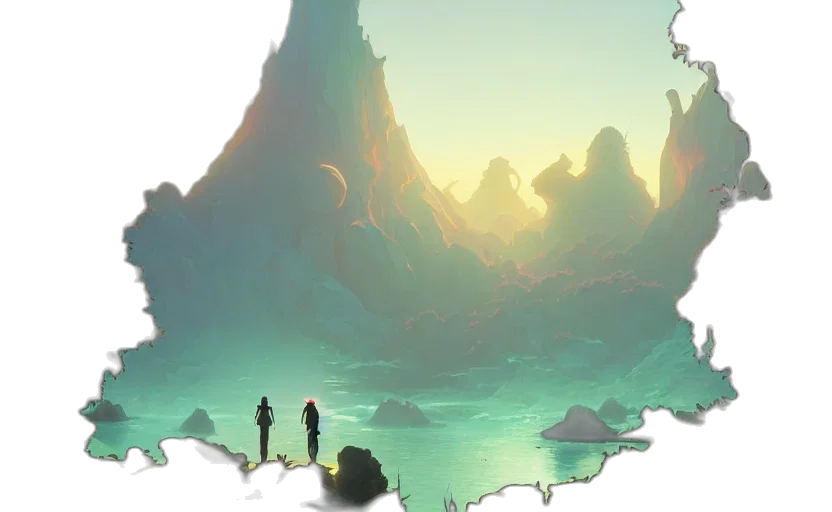 concept art, fantasy art, anime, pixel art, sunset, fog, underwater, outer space transparent PNG cut-out