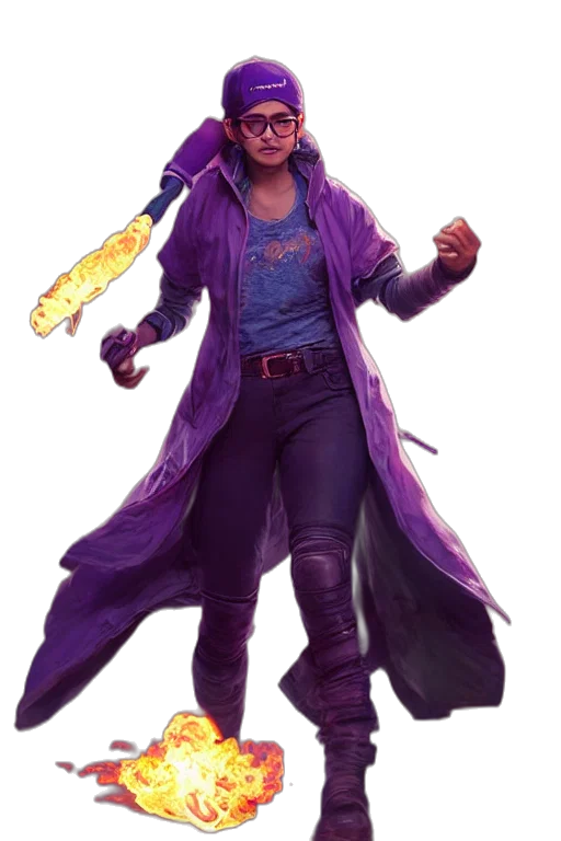 staff, jacket, weapon, concept art, fantasy art, comic book art, 3d render, fire transparent PNG cut-out