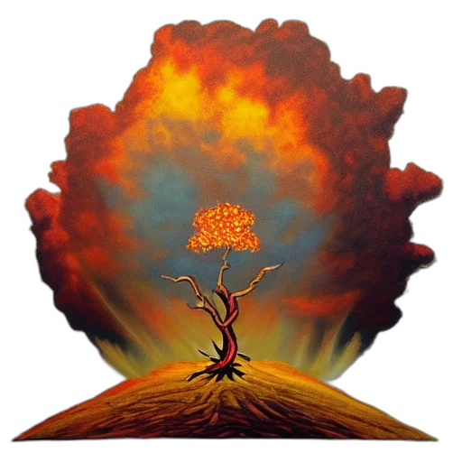 tree, crown, flower, dragon, fantasy art, concept art, oil painting, watercolor transparent PNG cut-out