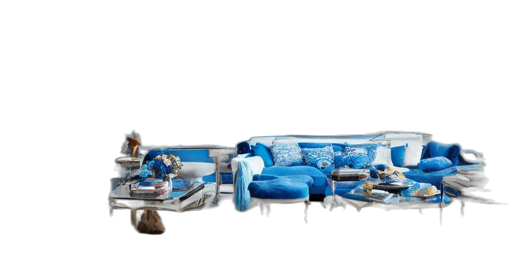 furniture, robot, weapon, jewelry, 3d render, blue, ultra, wide transparent PNG cut-out