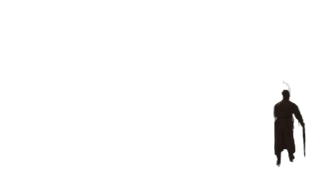 staff, face, monochrome, pastel, dark, creature, walks, through transparent PNG cut-out