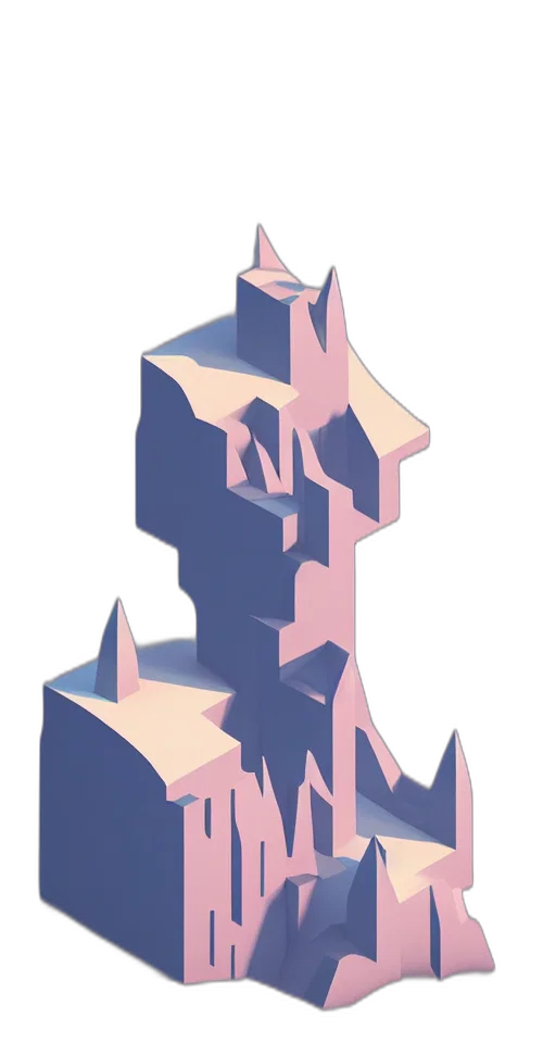 crown, building, face, staff, concept art, 3d render, pixel art, vaporwave transparent PNG cut-out