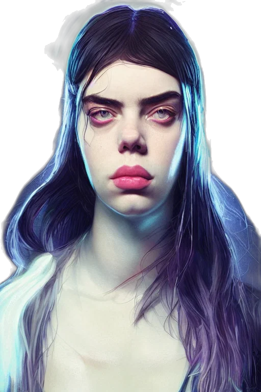 face, creature, concept art, photorealistic, fantasy art, cyberpunk, neon lights, pastel transparent PNG cut-out