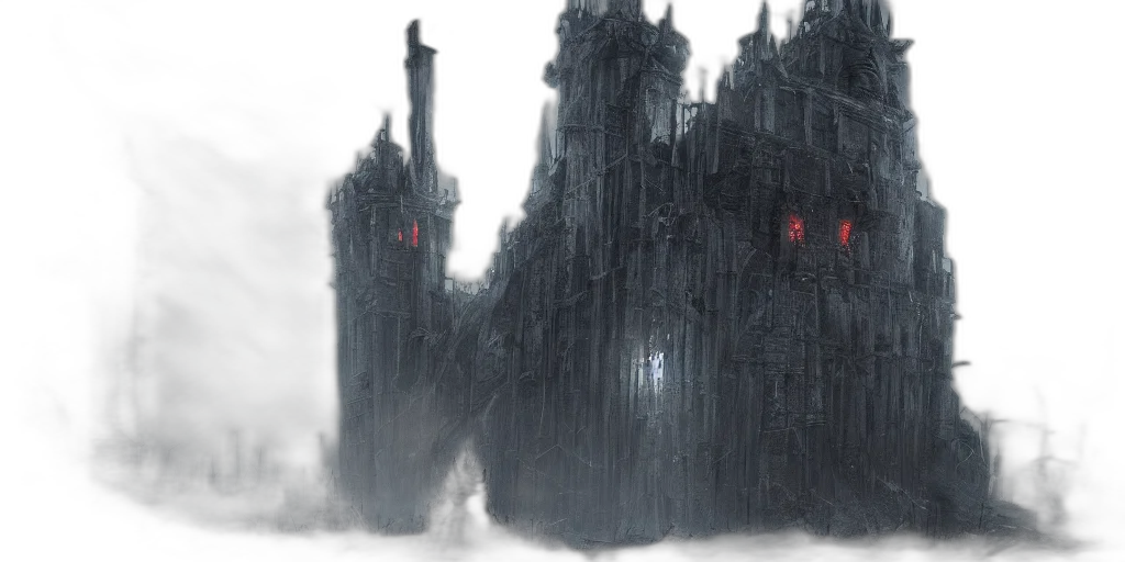 robot, building, concept art, fantasy art, 3d render, cyberpunk, fog, outer space transparent PNG cut-out