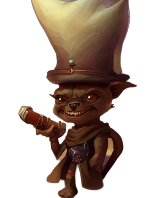 staff, hat, creature, face, concept art, fantasy art, 3d render, pixel art transparent PNG cut-out