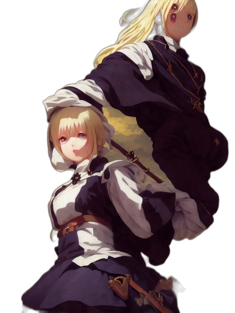 jacket, sword, weapon, dress, concept art, anime, pixel art, fantasy art transparent PNG cut-out