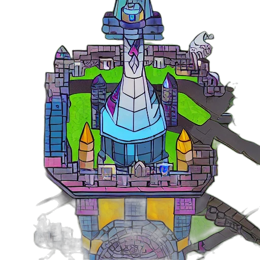 crown, robot, staff, weapon, concept art, pixel art, fantasy art, 3d render transparent PNG cut-out