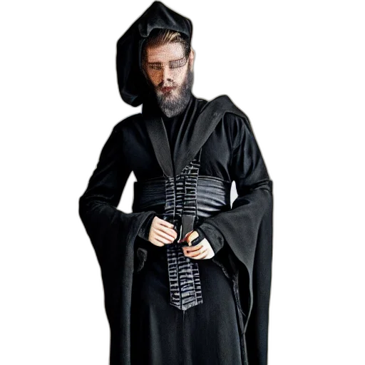 jacket, staff, concept art, fashion, photo, goth, obiwan, kenobi transparent PNG cut-out