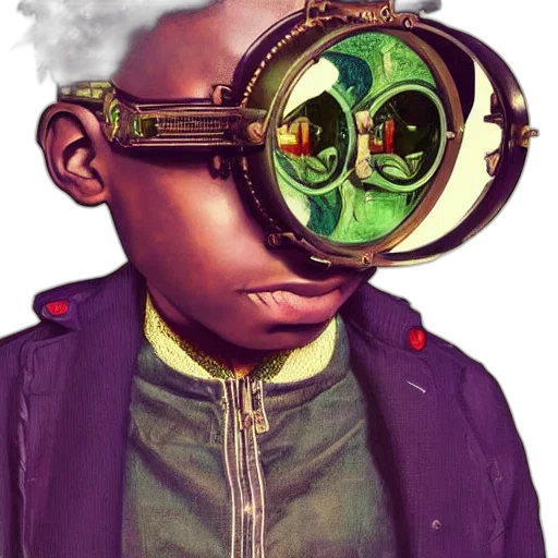 mask, face, staff, jacket, concept art, comic book art, cyberpunk, cartoon transparent PNG cut-out