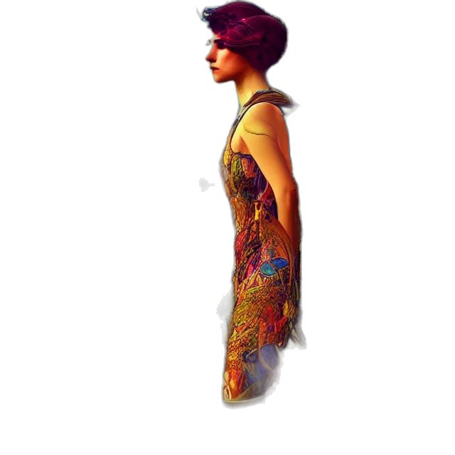 dress, jewelry, staff, photorealistic, watercolor, concept art, 3d render, colorful transparent PNG cut-out
