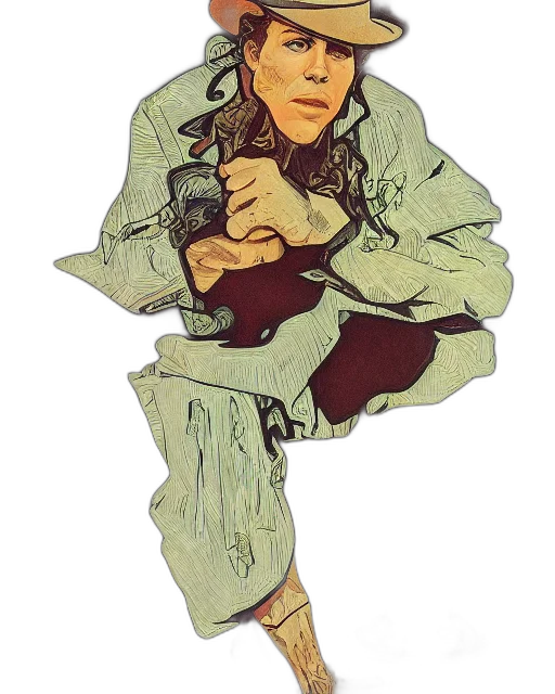 jacket, weapon, staff, face transparent PNG cut-out