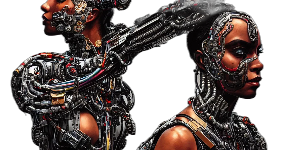 robot, cyberpunk, concept art, eugene, gottsnake, vibrant, portrait, beautiful transparent PNG cut-out