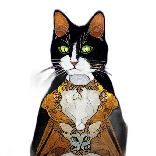 fantasy art, concept art, photorealistic, comic book art, cat, portrait, art, nouveau transparent PNG cut-out