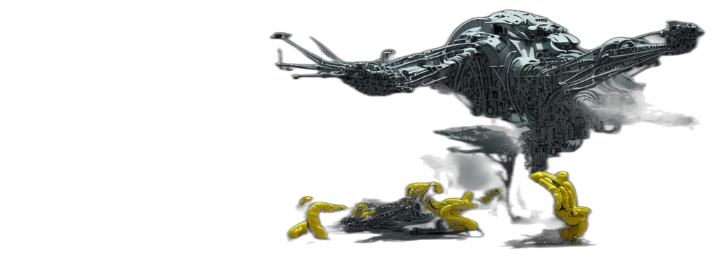 dragon, robot, creature, 3d render transparent PNG cut-out
