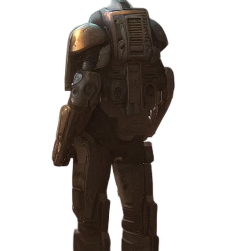 robot, jacket, staff, weapon transparent PNG cut-out