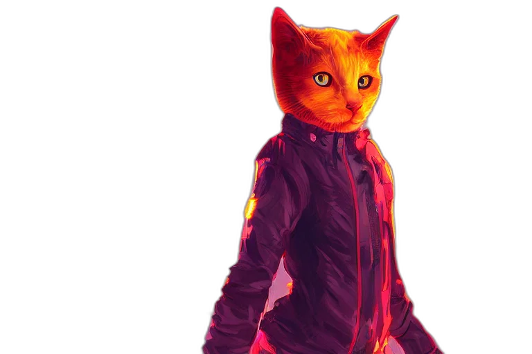 jacket, mask, animal, creature, 3d render, concept art, cyberpunk, vaporwave transparent PNG cut-out