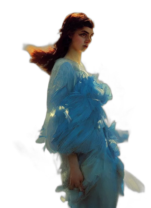 dress, crown, face, oil painting, photorealistic, fantasy art, concept art, underwater transparent PNG cut-out