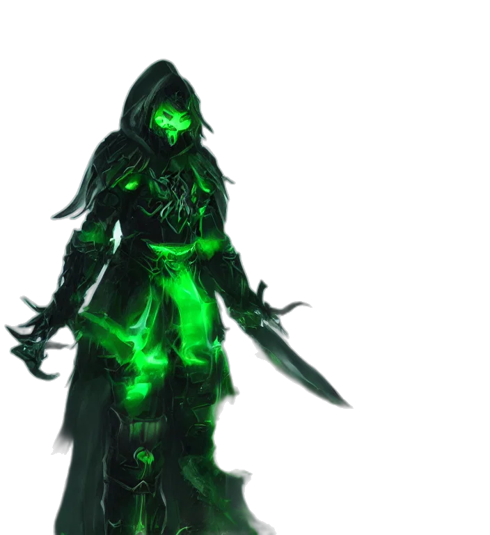 staff, mask, concept art, fantasy art, 3d render, pixel art, green, dark transparent PNG cut-out