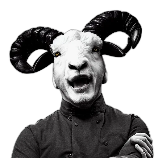 mask, animal, creature, face, portrait, gordon, ramsay, ram transparent PNG cut-out