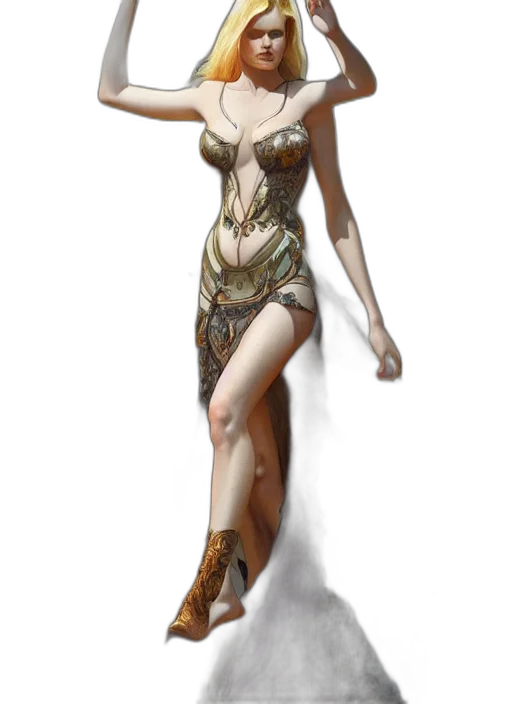 dress, creature, staff, jewelry transparent PNG cut-out