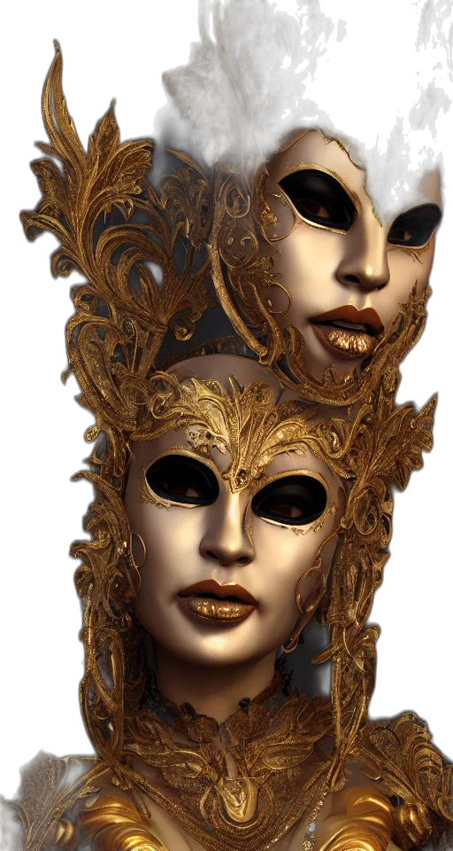mask, crown, jewelry, face, fantasy art, concept art, 3d render, photorealistic transparent PNG cut-out