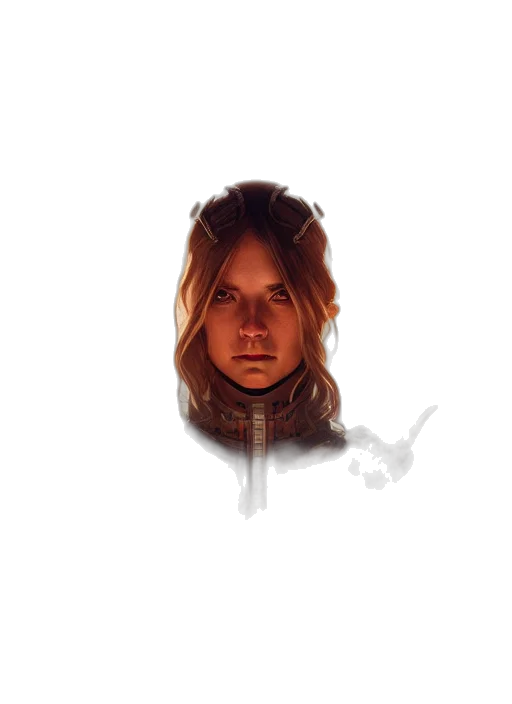 face, hair, jacket, staff transparent PNG cut-out