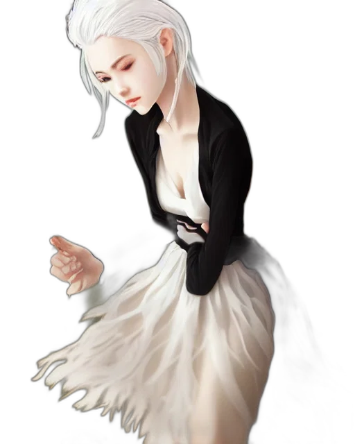 dress, jewelry, staff, creature transparent PNG cut-out