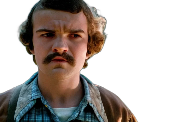 face, photorealistic, film, still, jim, hopper, mike, wheeler transparent PNG cut-out