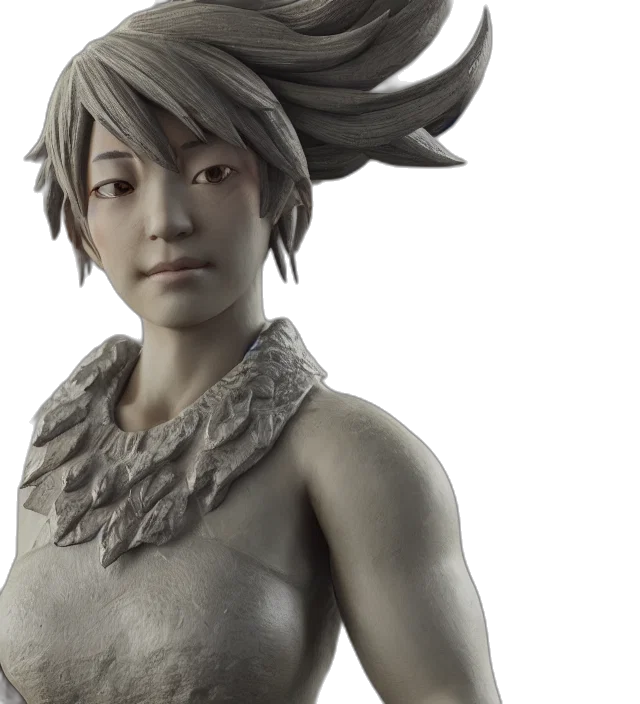 3d render, concept art, photorealistic, fantasy art, sculpture, akase, akari, unreal transparent PNG cut-out