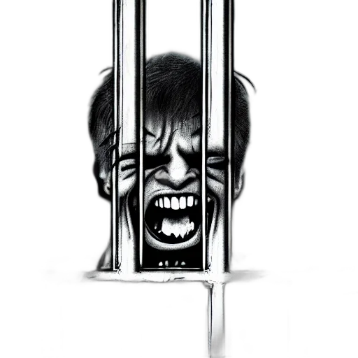 face, mask, comic book art, cartoon, concept art, photorealistic, screaming, prisoner transparent PNG cut-out