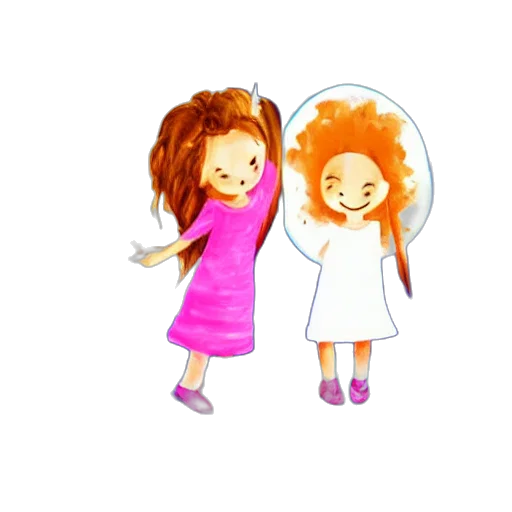 cartoon, concept art, photorealistic, pixel art, two, cute, little, girls transparent PNG cut-out