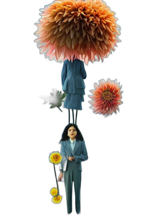 umbrella, staff, flower, jacket, concept art, 3d render, underwater, closeup transparent PNG cut-out
