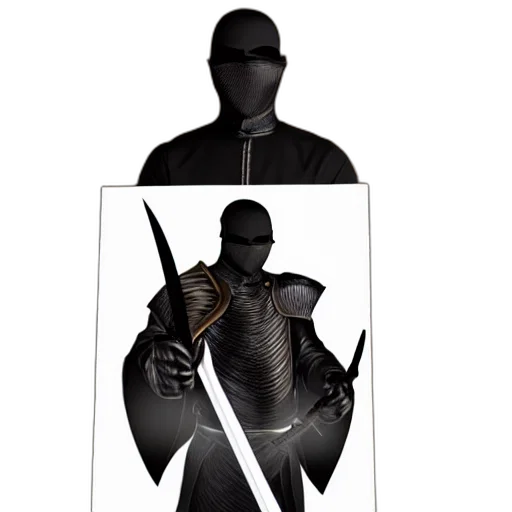 jacket, mask, sword, staff transparent PNG cut-out