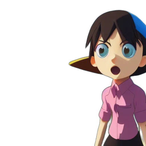 dress, staff, face, 3d render transparent PNG cut-out