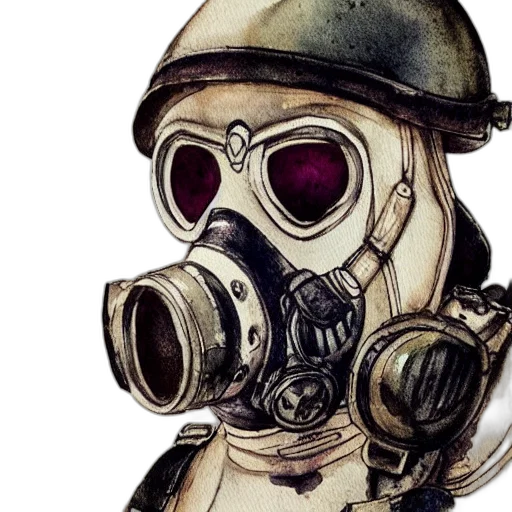mask, robot, face, concept art, watercolor, comic book art, cyberpunk, beautiful transparent PNG cut-out