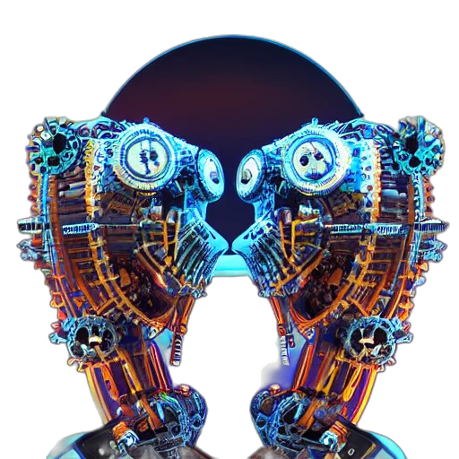 robot, mask, face, crown, cyberpunk, 3d render, concept art, pixel art transparent PNG cut-out
