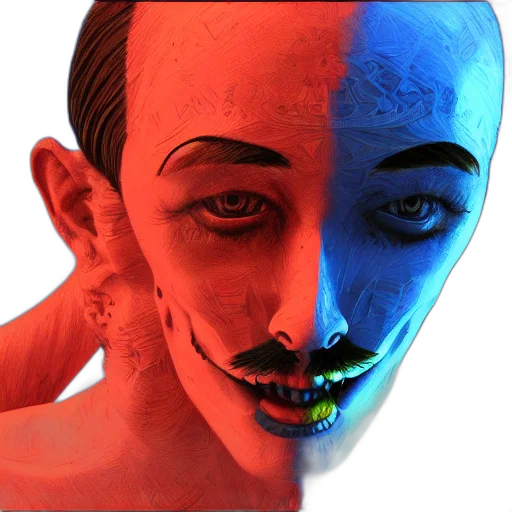 mask, face, creature, robot, photorealistic, 3d render, vaporwave, concept art transparent PNG cut-out