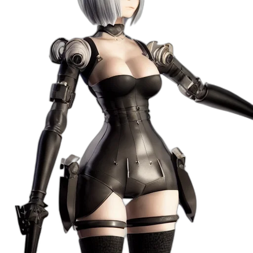 robot, weapon, concept art, 3d render, cyberpunk, fantasy art, monochrome, nier transparent PNG cut-out