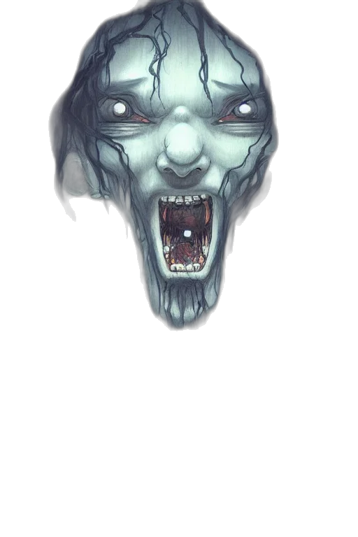 face, creature, mask, concept art, fantasy art, comic book art, watercolor, blue transparent PNG cut-out