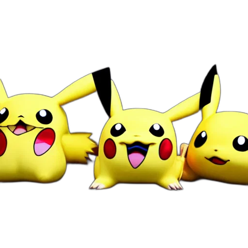 3d render, concept art, pixel art, photorealistic, photo, pikachu, perfect, faces transparent PNG cut-out