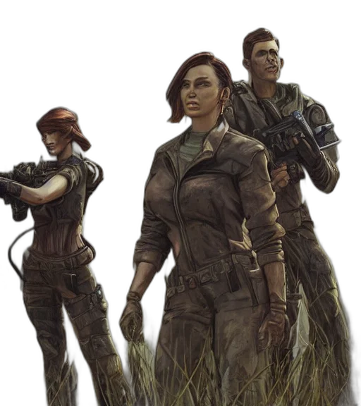 concept art, comic book art, fantasy art, cyberpunk, earth tones, green, golden, fallout transparent PNG cut-out