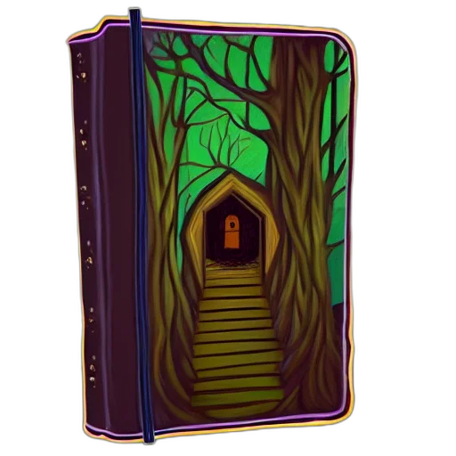 concept art, fantasy art, 3d render, forest, night, painting, binder, notebook transparent PNG cut-out