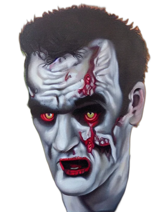 face, concept art, photorealistic, comic book art, 3d render, zombie, morrissey, oil transparent PNG cut-out