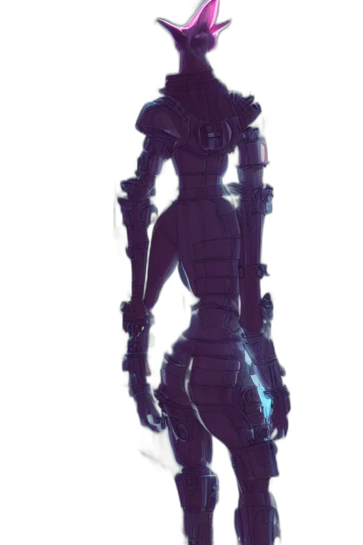 robot, dress, weapon, staff, concept art, cyberpunk, pixel art, 3d render transparent PNG cut-out