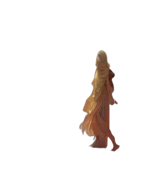 dress, staff, hair, creature, concept art, fantasy art, pixel art, watercolor transparent PNG cut-out