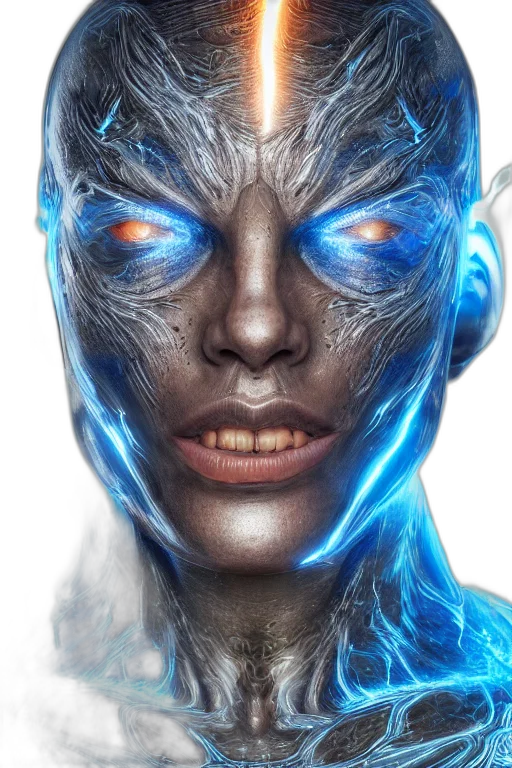 face, mask, robot, creature, concept art, photorealistic, fantasy art, cyberpunk transparent PNG cut-out