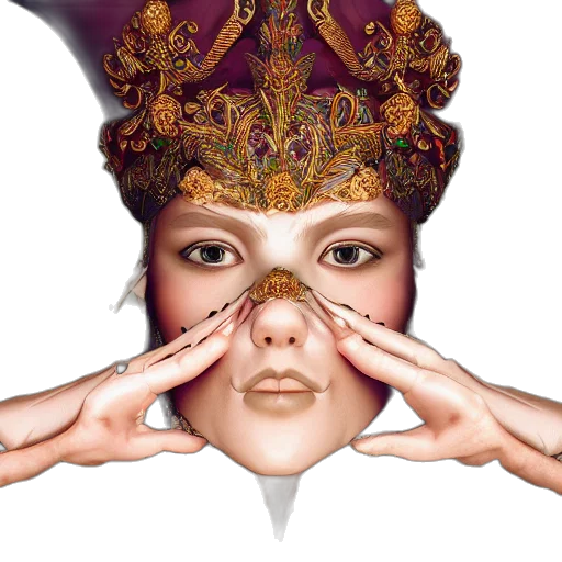 mask, crown, face, jewelry, photorealistic, fantasy art, concept art, oil painting transparent PNG cut-out
