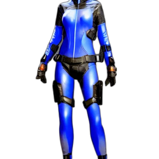 concept art, 3d render, cyberpunk, comic book art, blue, full, body, shot transparent PNG cut-out