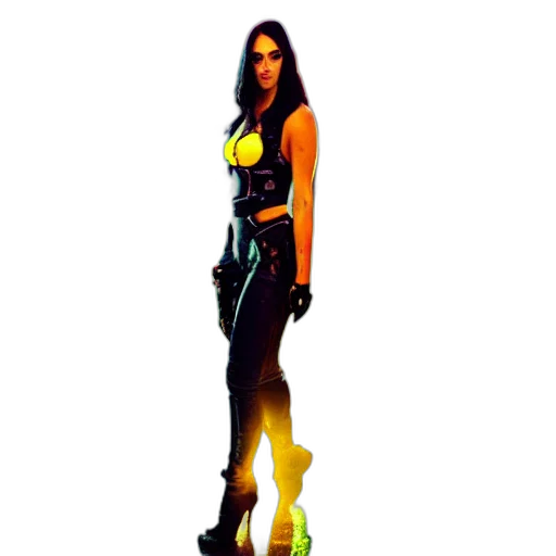 staff, dress, robot, weapon, concept art, cyberpunk, pixel art, 3d render transparent PNG cut-out