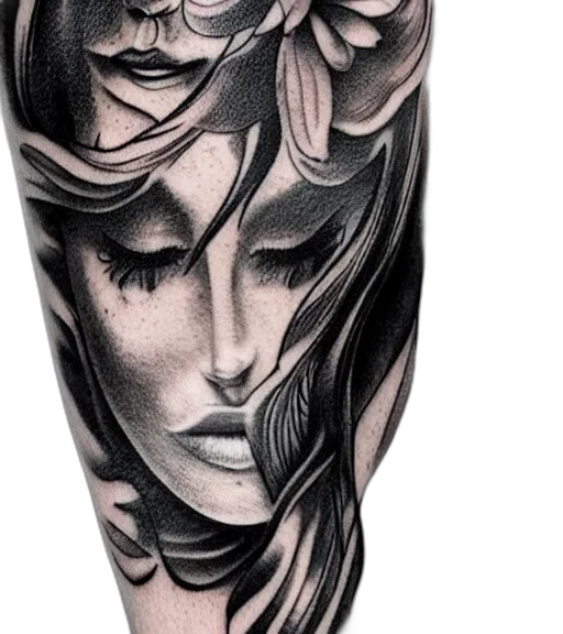 photorealistic, fantasy art, comic book art, pencil sketch, monochrome, dark, beautiful, tattoo transparent PNG cut-out